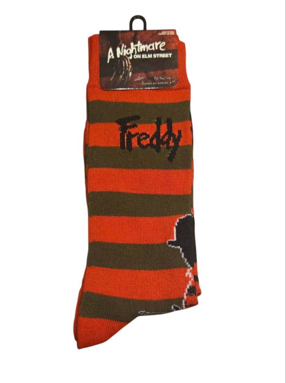 A Nightmare on Elm Street Freddy Krueger Striped Crew Socks NWT Horror Halloween